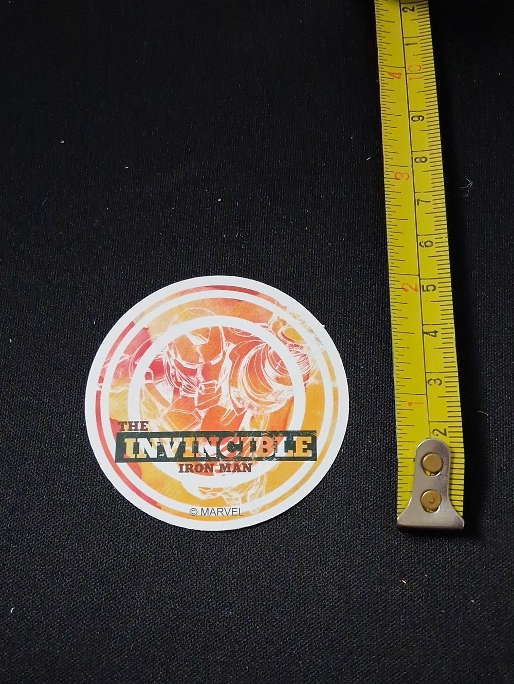 Marvel Invincible Iron Man Round Waterproof Sticker - Orange, Yellow, White